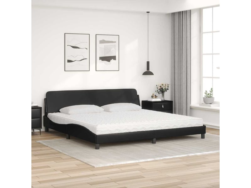  Lit avec matelas dover noir 200x200 cm similicuir  - Conforama C