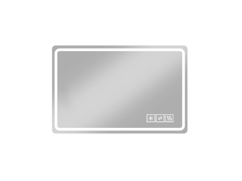  Miroir de salle de bain led 100 x 60 cm argenté en verre et métal, anti-buée à luminosité réglable  - Conforama A