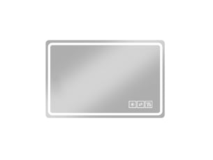 Miroir de salle de bain led 100 x 60 cm argenté en verre et métal, anti-buée à luminosité réglable