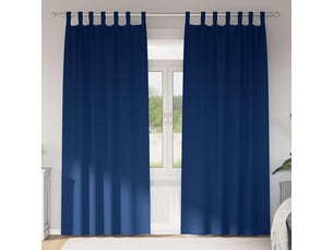 Lot de 2 rideaux occultants, rideaux black-out avec anneaux bleu foncé 245 x 140 cm cf44603