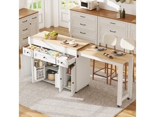 Ilot de cuisine 4 portes 3 tiroirs coloris blanc mdf