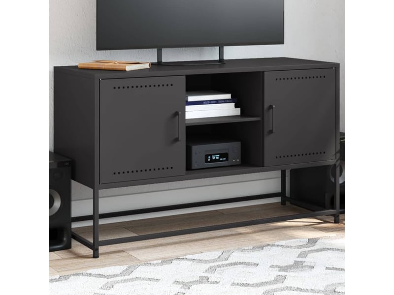  Meuble tv - banc tv - meuble de rangement noir 100,5x39x60,5 cm acier  - Conforama B