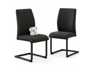 Chaises de salle à manger lot de 2 avec dossier ergonomique  - pieds antidérapants cuir synthétique noir
