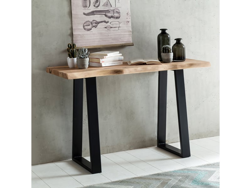  Console 120x45x75 cm en bois d'acacia et métal noir - flynn  - Conforama A