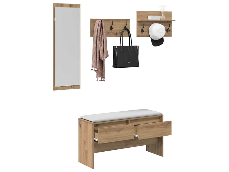  Ensemble de meubles d'entrée 4 pc chêne artisan  - Conforama C