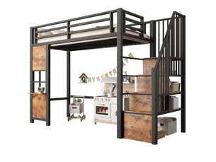 Lit mezzanine 90x200 cm <strong></strong>  <strong></strong> coloris noir