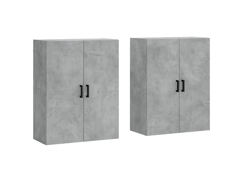  Lot de 2 armoires murales espace de rangement 69,5 x 34 x 90 cm en bois d'ingénierie gris béton 02_0055360  - Conforama A