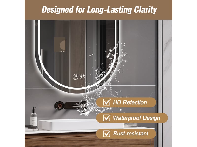  Miroir led ovale pour salle de bain 60 x 90 cm avec commande tactile  - Conforama B