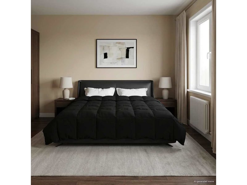  Couette - duvet d'été 220 x 260 cm été microfibre (100% polyester) noir  - Conforama B