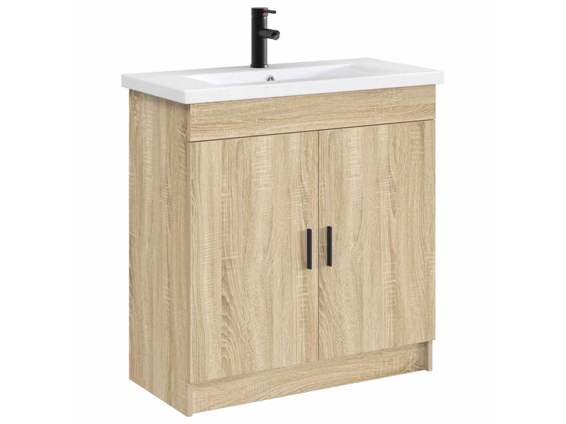  Lavabo de salle de bains noir mat 81x40x17.5 cm métal  - Conforama C