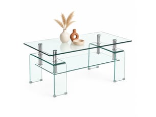 Table basse rectangulaire coloris transparent KOVIEA  - 55 cmx100 cm