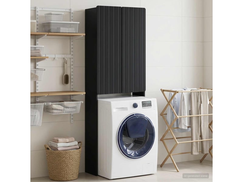  Armoire de toilette, meuble de toilette zwolle noir 66x25.5x190 cm  - Conforama B