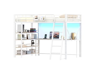 Lit mezzanine 140x200 cm <strong>HAVRYA</strong> <strong></strong> coloris blanc