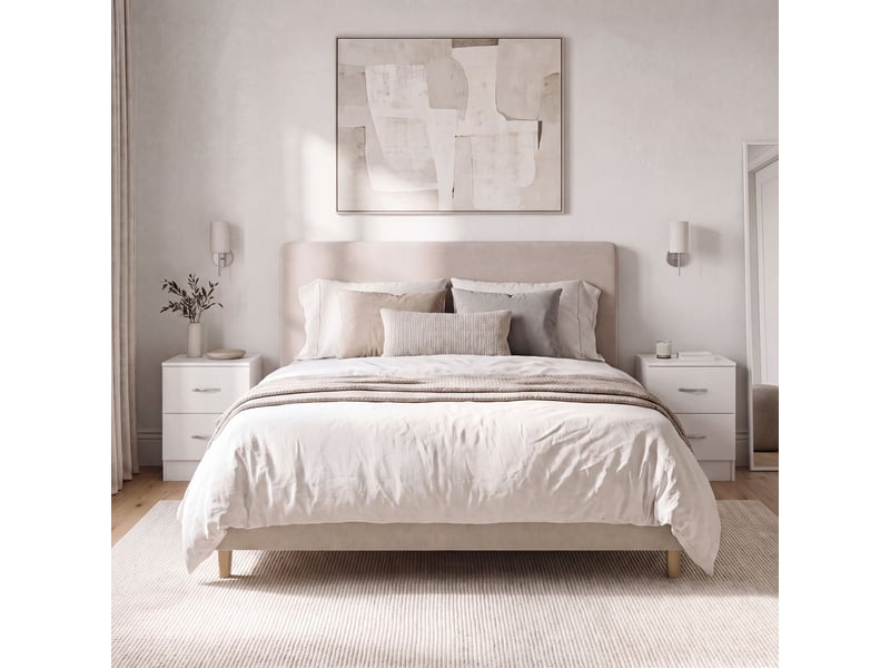  Table de chevet riano, commode de nuit, chambre, 47x40x36cm, set de 2, 2 tiroirs, blanc 3332400 - Conforama E