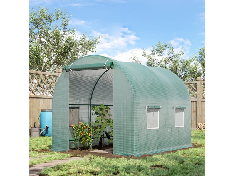  Serre de jardin 245x200x198 cm structure en métal verte  - Conforama B