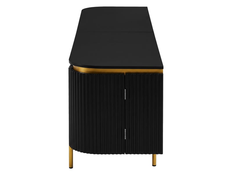  Meuble tv meuble de salon à 6 portes structure en mdf pieds en fer façade cannelée extrémités arrondies passe-câbles intégré  - Conforama A