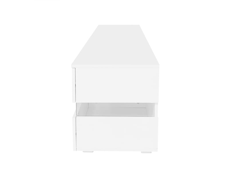  Meuble tv blanc 160 × 39 × 45 cm, led, 2 portes, 1 tiroir, niche ouverte  - Conforama E