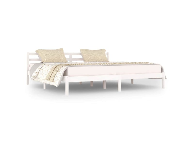  Lit double- lit adulte -  cadre de lit sans matelas bois massif de pin 200x200 cm blanc  - Conforama A