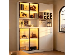 Vitrine coloris blanc 9 étagère(s) STILVORA  - 140 cmx200 cm