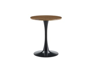 Table d’appoint ronde avec pied central stable - style rétro, plateau effet noyer, mdf métal noir