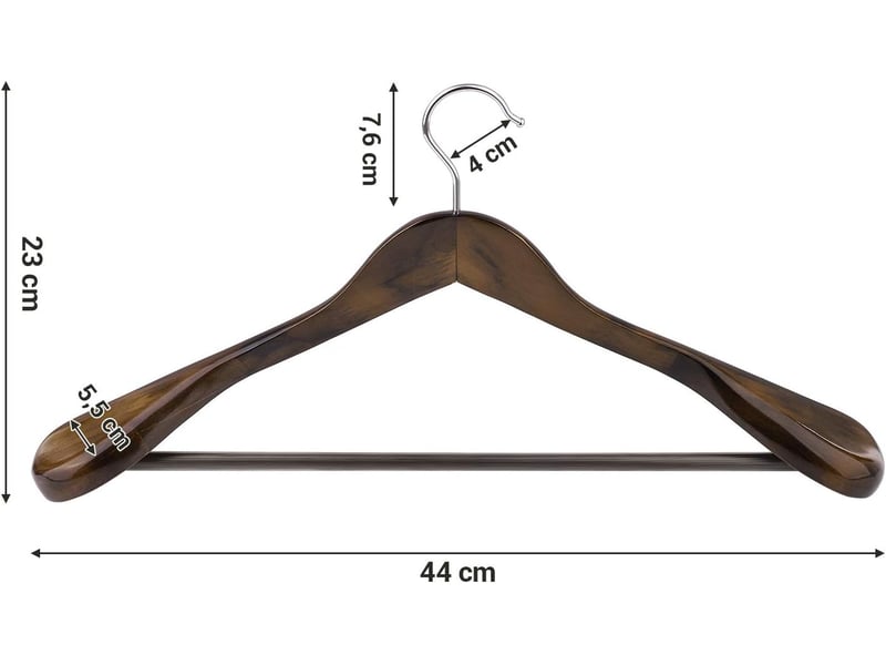 Cintres de costumes profilés en bois massif avec épaules extra larges 6pcs  - Conforama B
