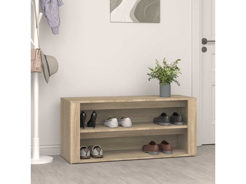 Meuble à chaussures, étagère à chaussures chêne sonoma 100x35x45cm bois d'ingénierie  - Conforama B