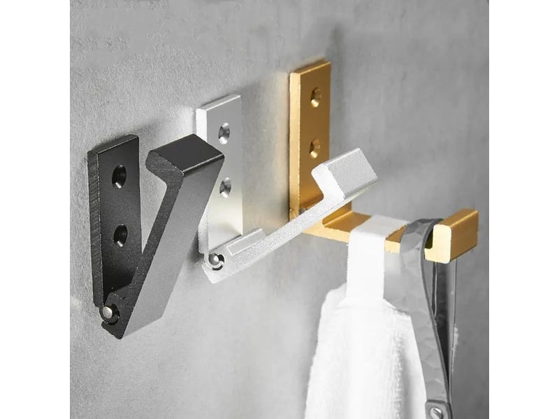  4 crochets muraux pliables en aluminium, rangement de fournitures de salle de bain, cuisine, patères multifonctions pliables (or, jaune  - Conforama E