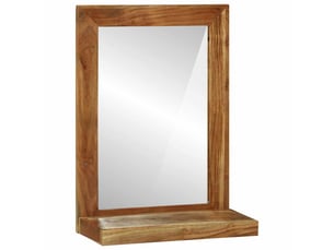 Miroir de salle de bain, miroir de toilette avec miroir marron bois d'acacia massif cf62530
