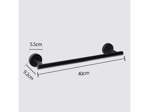 Porte-serviettes en acier inoxydable, noir 40cm, mur pour cuisine de salle de bains