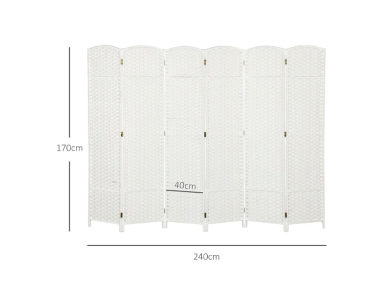 Paravent 6 panneaux en bambou pliable séparateur de pièce 240x170 cm, cloison intimité pour salon - Conforama D