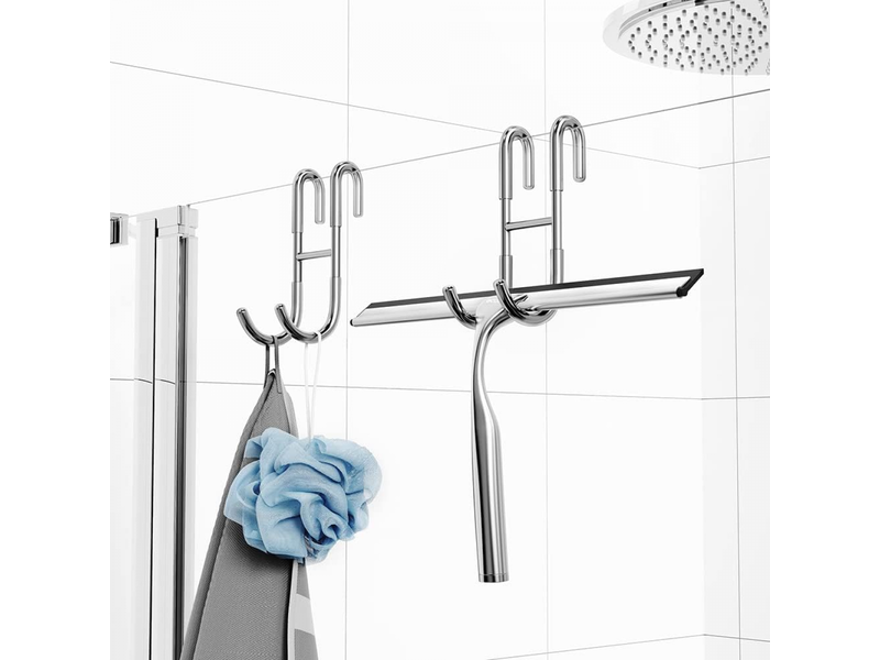  Jeu de 2 crochets pour cabine de douche avec housse en silicone, crochet pour serviette, support pour raclette de douche sans perçage  - Conforama D