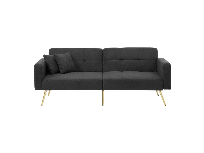  Canapé convertible 2 places 175x64x72 cm, dossier réglable, cadre en bois, pieds dorés, gris foncé, sans matelas  - Conforama A
