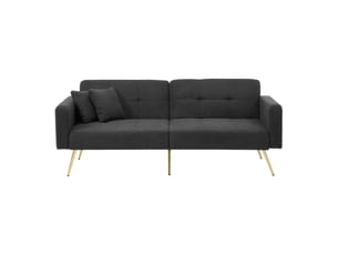 Canapé droit compressé convertible BEAUNIV 2 places Tissu bouclette gris foncé