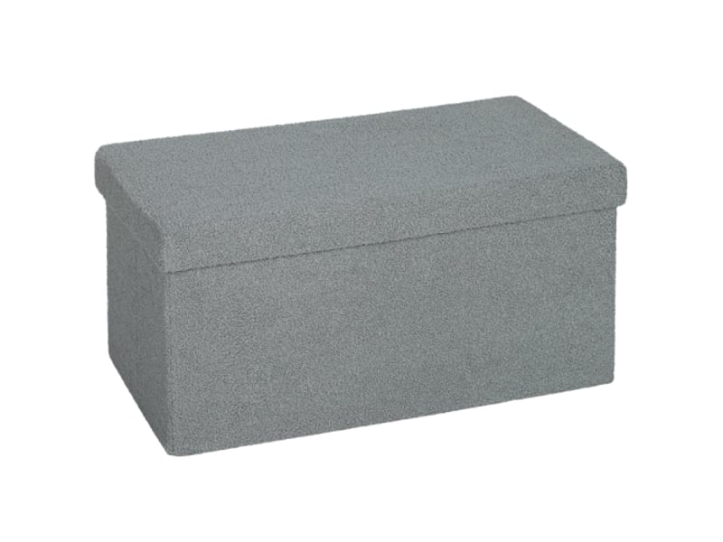  Pouf coffre gris foncé avec rangement et couvercle, rembourré, pour salon, chambre et entrée  - Conforama A