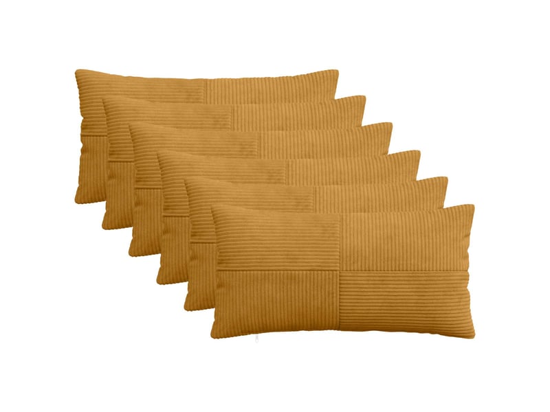  Lot de 6 housses de coussin almelo jaune 40 x 70 cm velours côtelé cf49883  - Conforama B