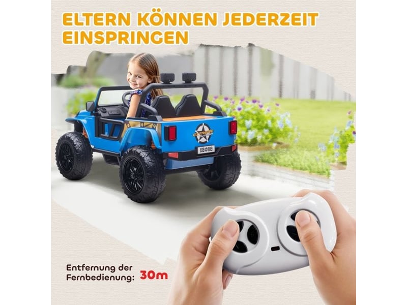 Voiture électrique enfant - batterie 12v - siège parent-enfant - télécommande 2,4g - musique via usbfm - lumières led CYQ-T3323P433442 - Conforama B