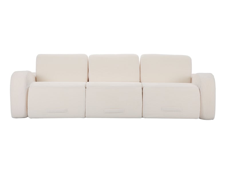  Canapé modulable 3 places convertible en velours côtelé beige 247x115x76 cm  - Conforama A