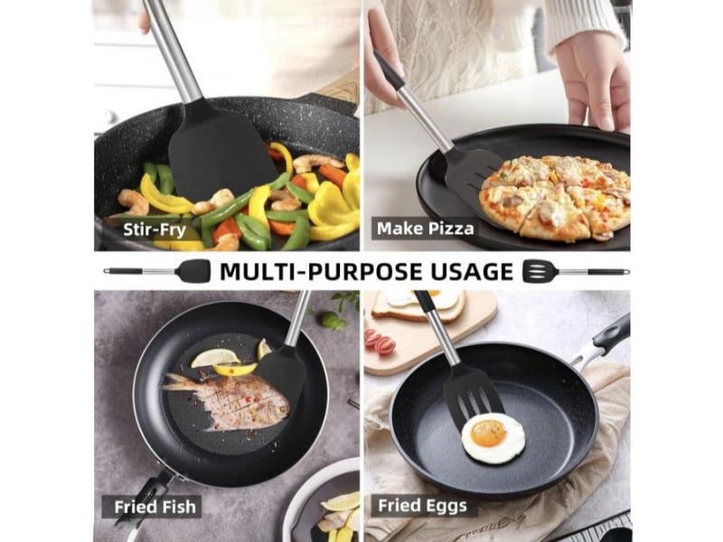 Lot de 2 spatules en silicone solides – sans bpa, résistantes à la chaleur élevée - Conforama B