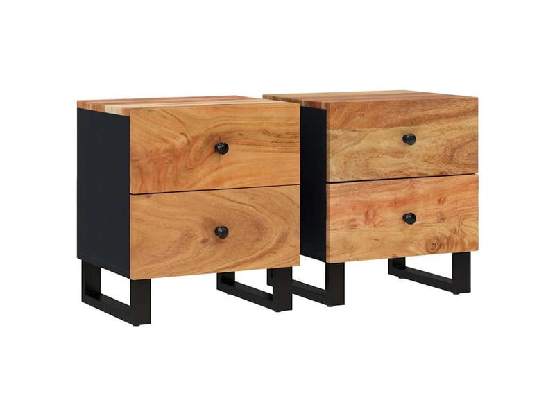  Lot de 2 tables de chevet - cabinet de chevet - table de nuit 40x33x46 cm bois d'acacia massif  - Conforama A