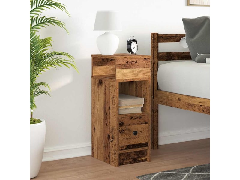  Table de chevet - cabinet de chevet - table de nuit avec tiroir en bois ancien 25x31x66 cm  - Conforama B