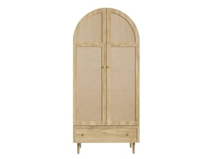 Armoire penderie avec portes en tissu tiroirs et tringle coloris chêne 79x50x175 cm