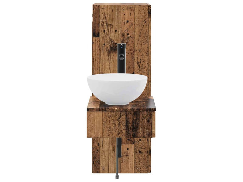  Ensemble de mobilier de salle de bain 2 pcs bois ancien shl8304  - Conforama D