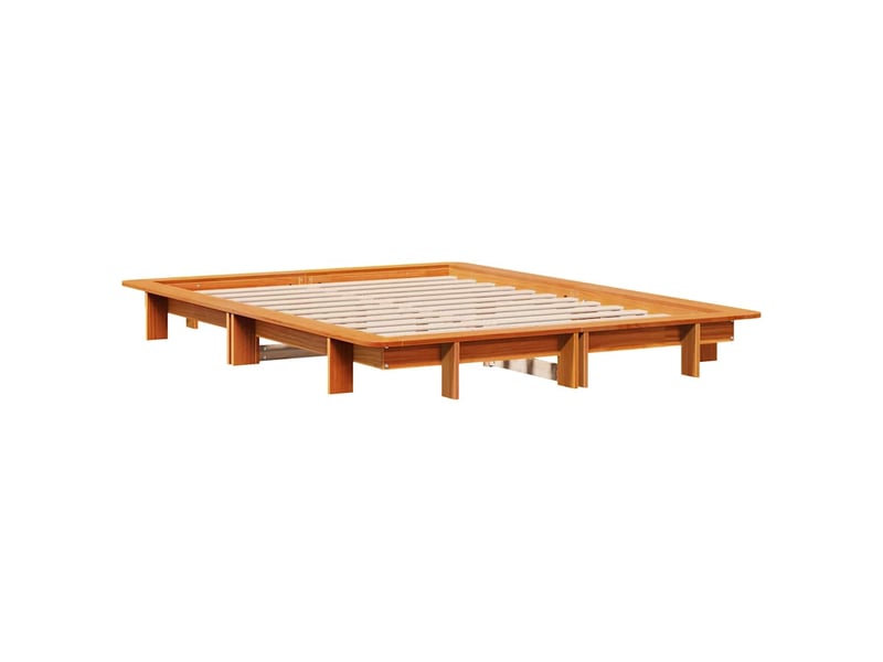 Lit double- lit adulte -  cadre de lit sans matelas  marron 120x190cm bois pin massif  - Conforama B