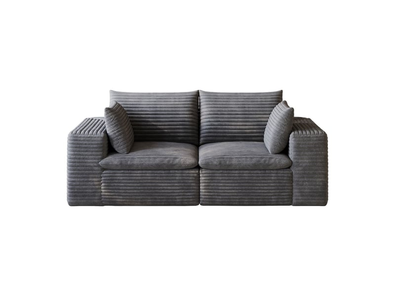  Canapé velours tissu velours côtelé design double couche rembourrage amovible gris foncé  - Conforama A