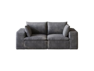 Canapé velours tissu velours côtelé design double couche rembourrage amovible gris foncé