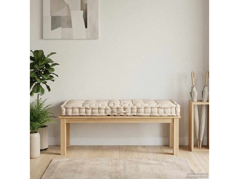  Coussin de plancher de palette, coussin d'assise coton 120x80x10 cm beige cf55518  - Conforama B