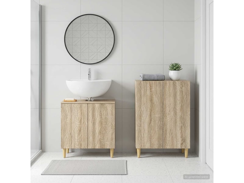 Ensemble de 2 meubles de salle de bain delft chêne sonoma cf63117 - Conforama B