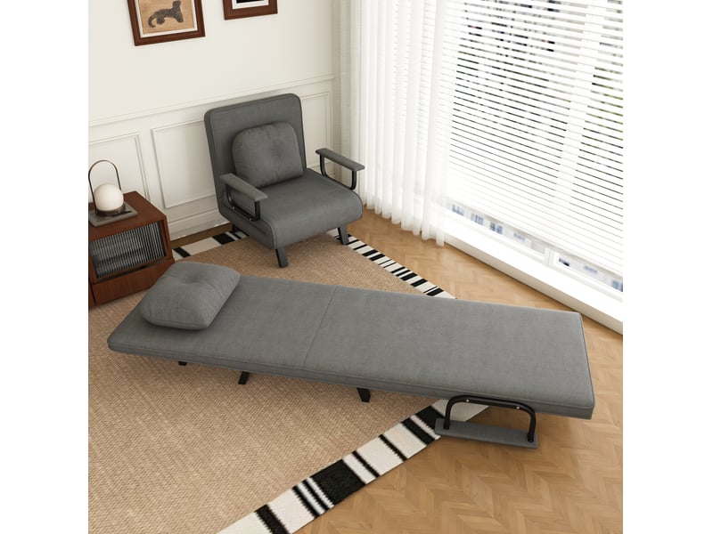 Fauteuil relax inclinable 180°, tissu chenille gris, structure métal - Conforama B