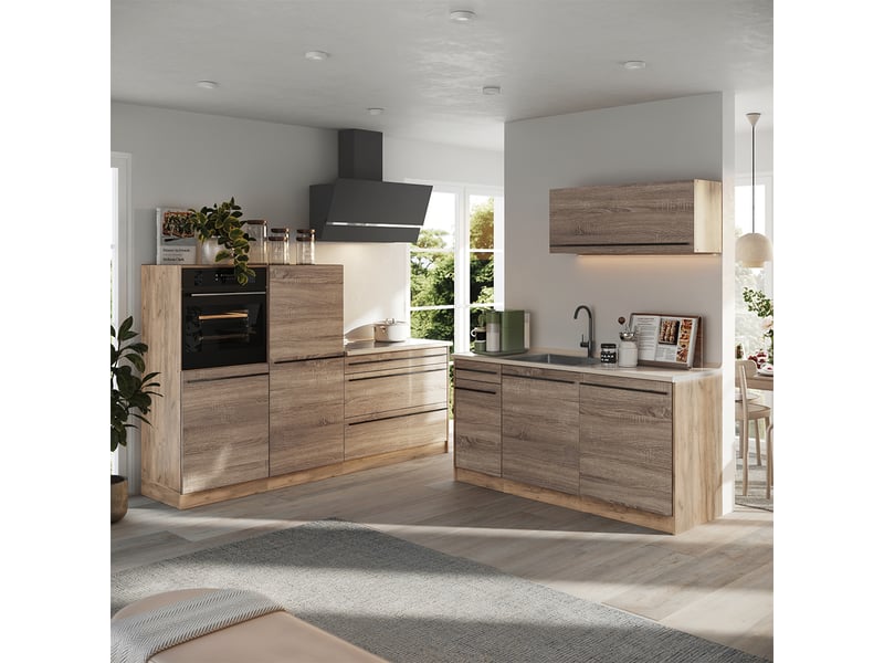 Vicco cuisine, sonomachêne doré, 220cm plan de travail chêne doré - Conforama C