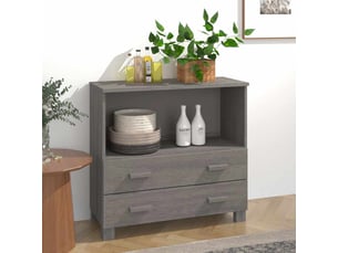 Buffet - bahut - meuble de rangement hamar gris clair 85x35x80 cm bois massif de pin